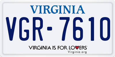 VA license plate VGR7610