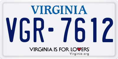VA license plate VGR7612
