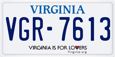 VA license plate VGR7613