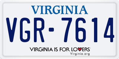 VA license plate VGR7614
