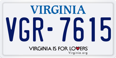 VA license plate VGR7615