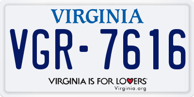 VA license plate VGR7616