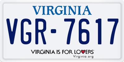 VA license plate VGR7617