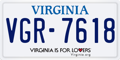 VA license plate VGR7618