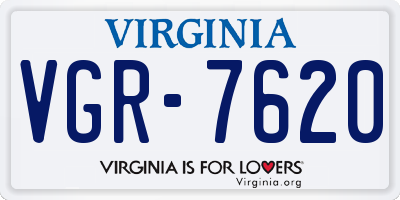 VA license plate VGR7620
