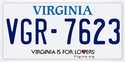 VA license plate VGR7623