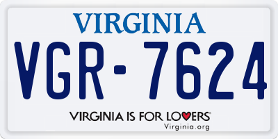 VA license plate VGR7624
