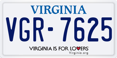 VA license plate VGR7625