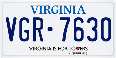VA license plate VGR7630
