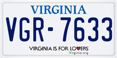 VA license plate VGR7633