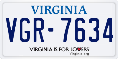 VA license plate VGR7634
