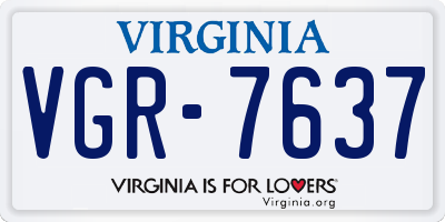 VA license plate VGR7637