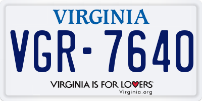 VA license plate VGR7640