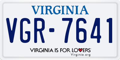VA license plate VGR7641