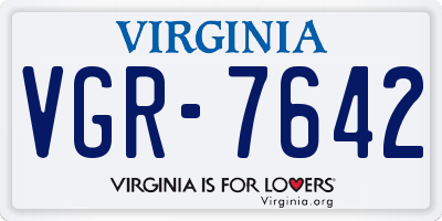 VA license plate VGR7642