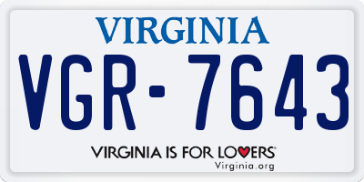 VA license plate VGR7643
