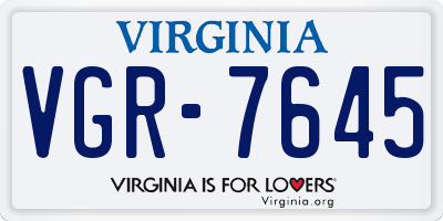 VA license plate VGR7645