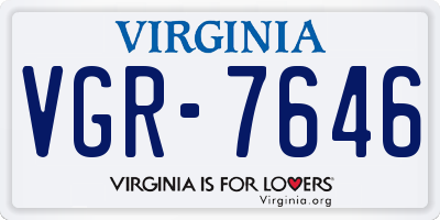 VA license plate VGR7646