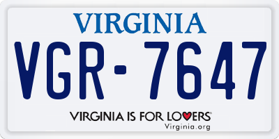 VA license plate VGR7647
