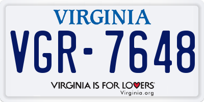 VA license plate VGR7648