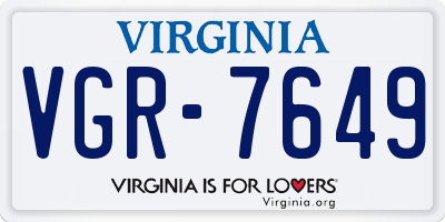 VA license plate VGR7649