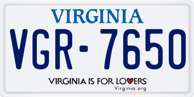 VA license plate VGR7650