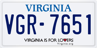 VA license plate VGR7651