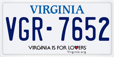 VA license plate VGR7652