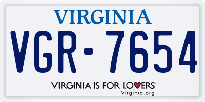 VA license plate VGR7654