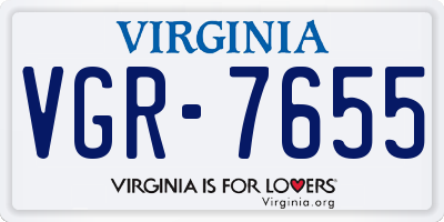 VA license plate VGR7655