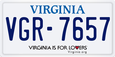 VA license plate VGR7657
