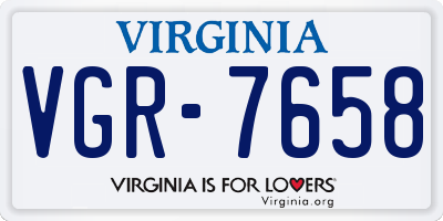 VA license plate VGR7658
