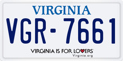 VA license plate VGR7661