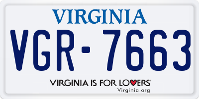VA license plate VGR7663