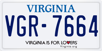 VA license plate VGR7664
