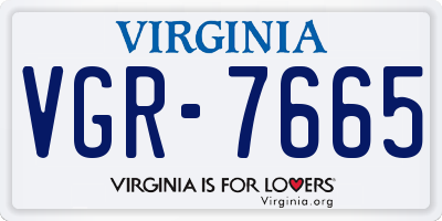 VA license plate VGR7665
