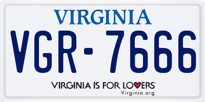 VA license plate VGR7666