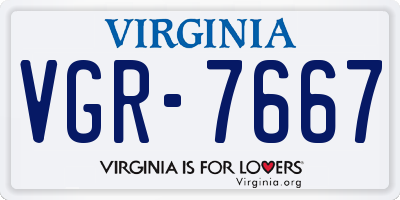 VA license plate VGR7667