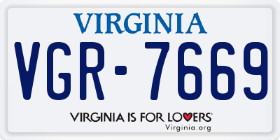 VA license plate VGR7669