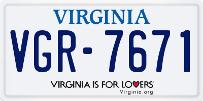 VA license plate VGR7671