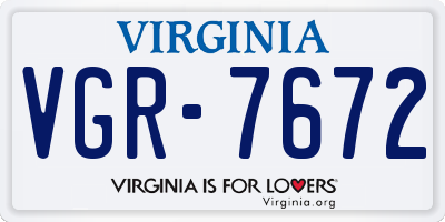 VA license plate VGR7672