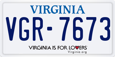 VA license plate VGR7673