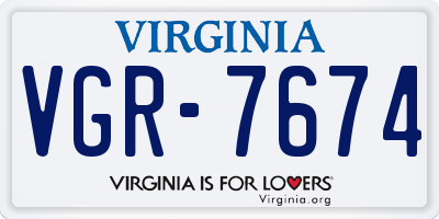 VA license plate VGR7674