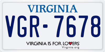VA license plate VGR7678