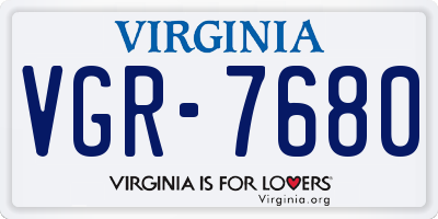 VA license plate VGR7680
