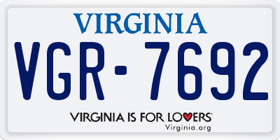 VA license plate VGR7692