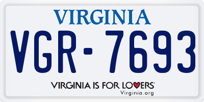 VA license plate VGR7693