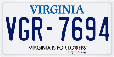 VA license plate VGR7694