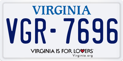 VA license plate VGR7696