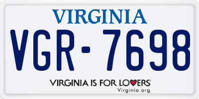 VA license plate VGR7698